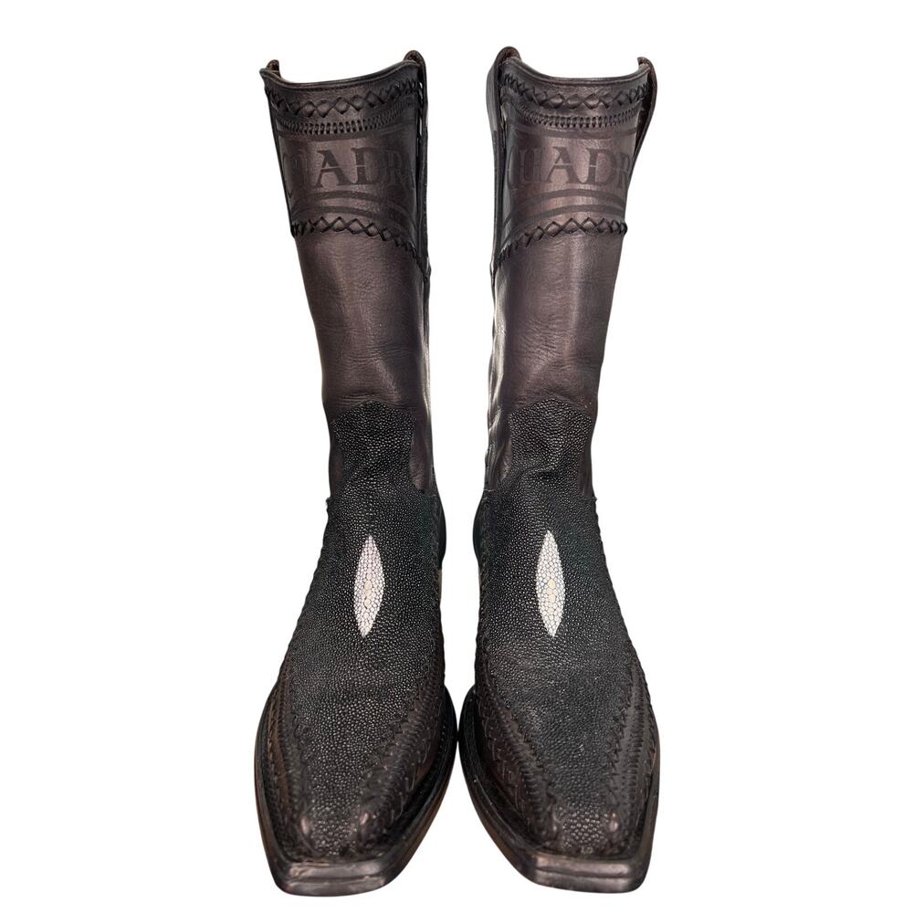 Cuadra Men’s Stingray Black Leather Square Toe Cowboy Boot Size US 10 D - Picture 7 of 11